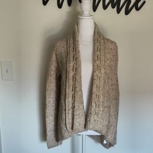 Elegant Cable Knit Cardigan - Tan